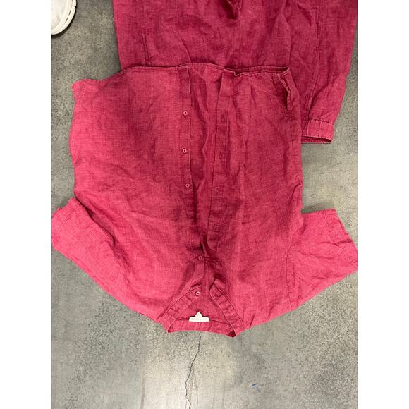 Eileen Fisher 2-Piece 100% Linen Set pink Shirt & Pants Size M top L pants - Picture 2 of 9